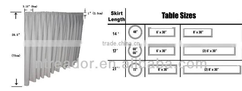 17' Burgundy polyester table skirts
