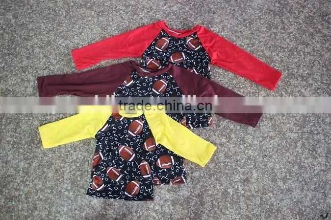 hot sale raglan baby girl sports shirt Fall icing sleeve game shirt boutique children girl football shirt