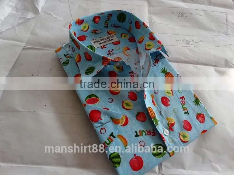 fruit printed short sleeve casual shirt for men