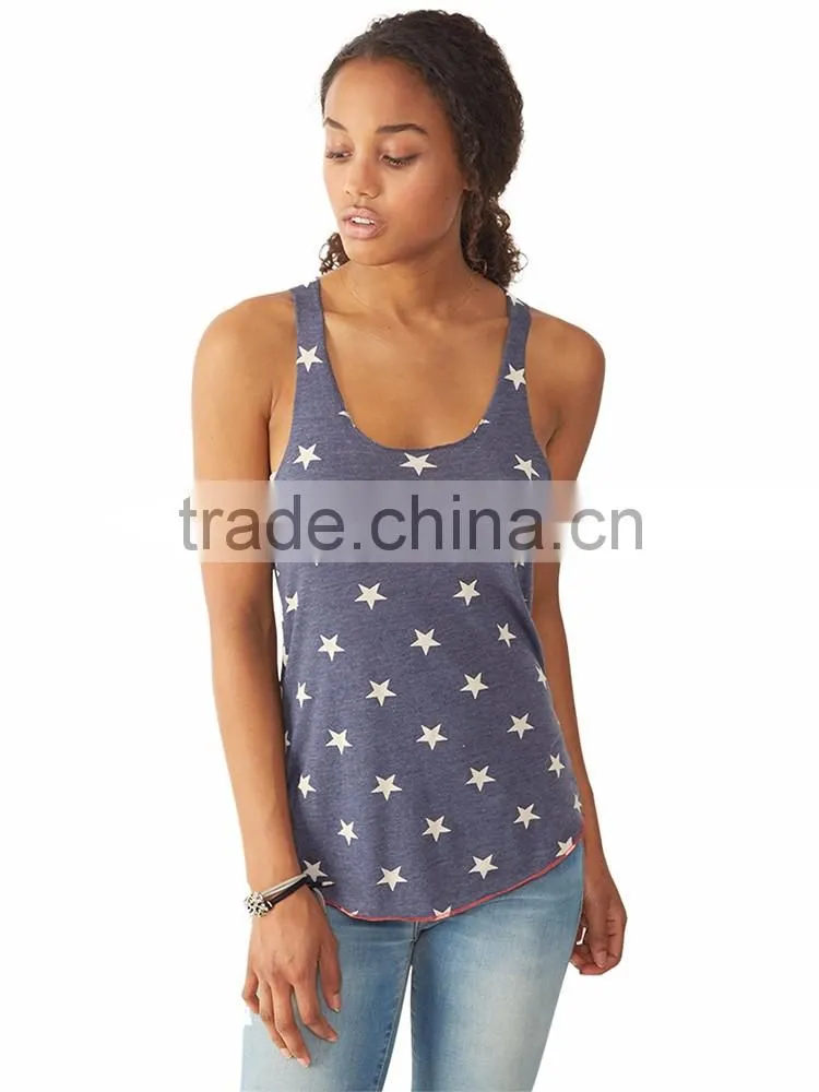 2017 Guangzhou Shandao Popular 95% Polyester 5% Spandex Polka Dot Irregular Hem Custom Sport Fitness Tank Top