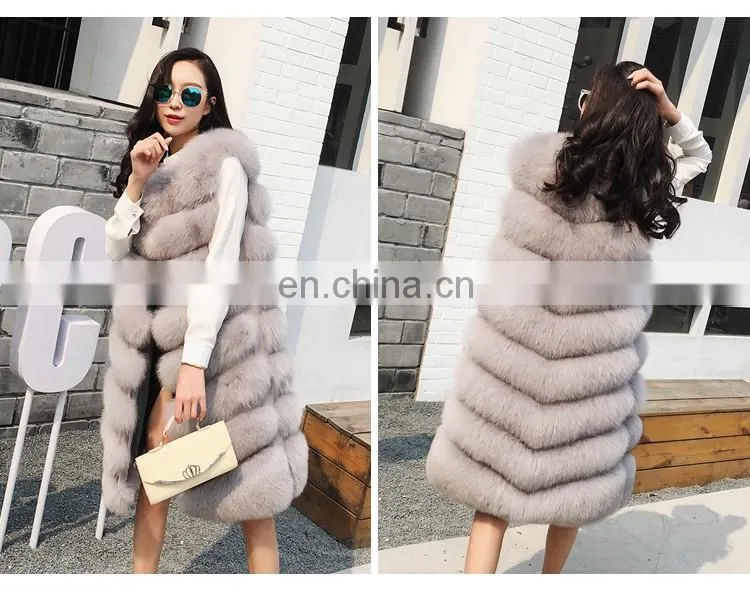 Russian Style Real Fox Fur Vest for Women Luxurious Handmade Long Vest