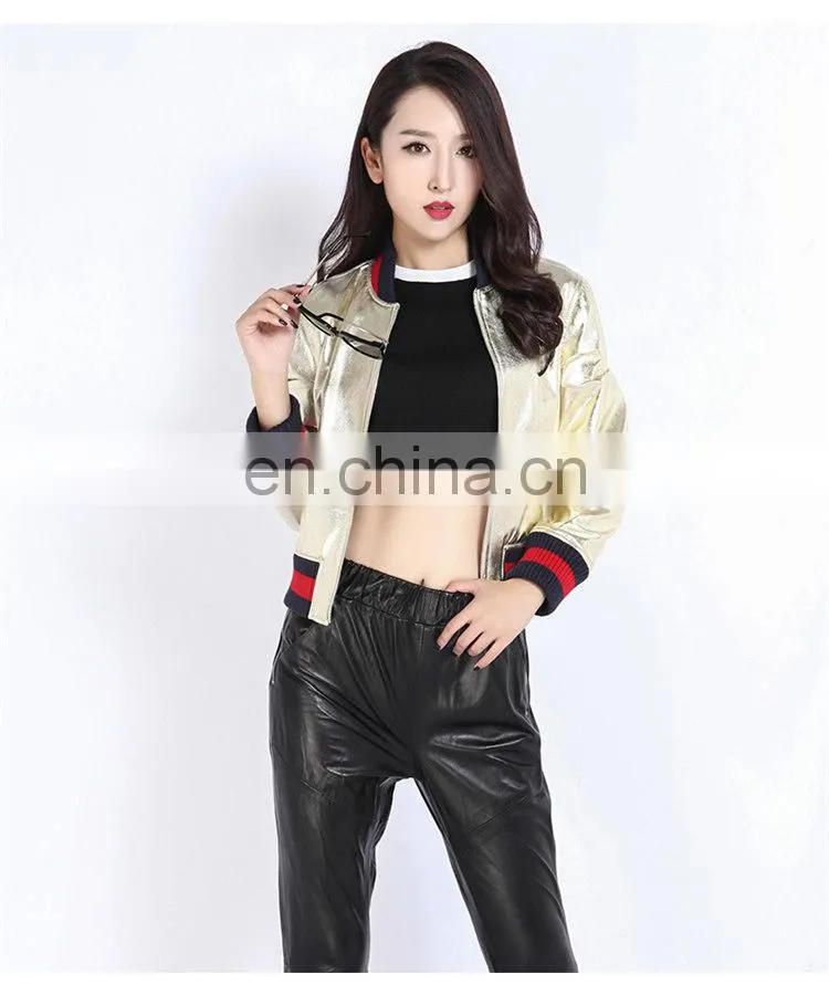 Women Autumn 2016 New Motorcycle Leather Coats Short Korean Version of Slim Real Leather Coat Female