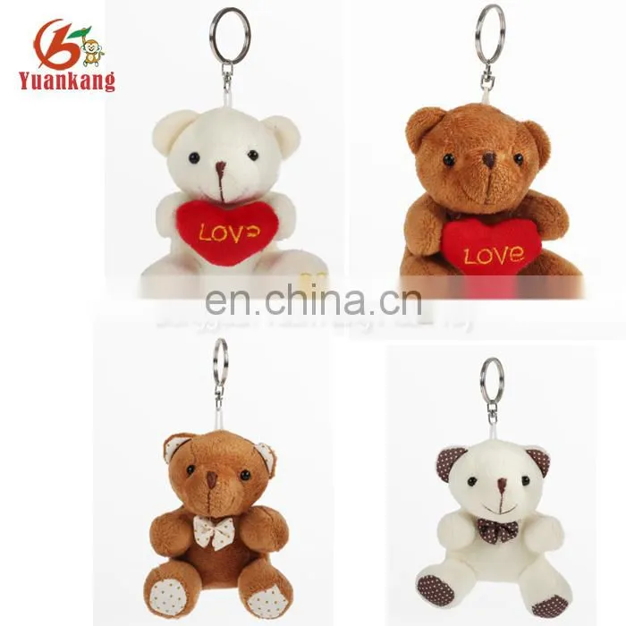 12cm promotional love small plush teddy bear keychain toys for wedding gift