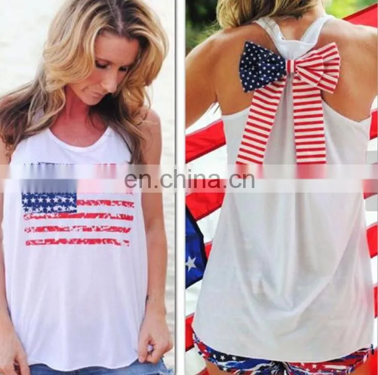 2016 Hot sale flag pattern sleeveless waistcoat with bowknot