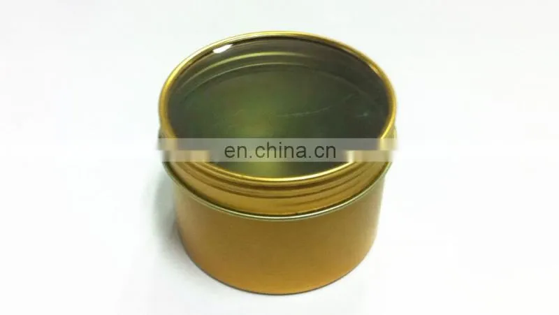 Golden Small Round Screw Lid Tea Tin Box with a PET Window