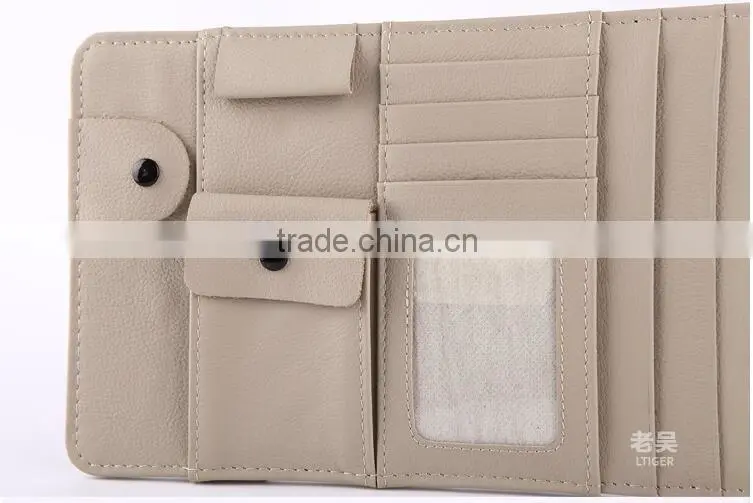 New Multi-function 7pcs Disks CD DVD Glasses Cards Sotre Case Holder Bag for Auto Vehicle Truck Sun Visor Organizer Beige