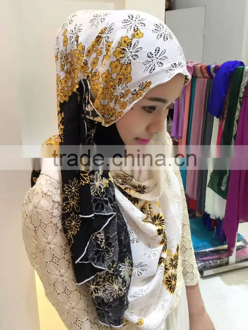 Colorful beautiful LACE gorgeous muslim long scarf