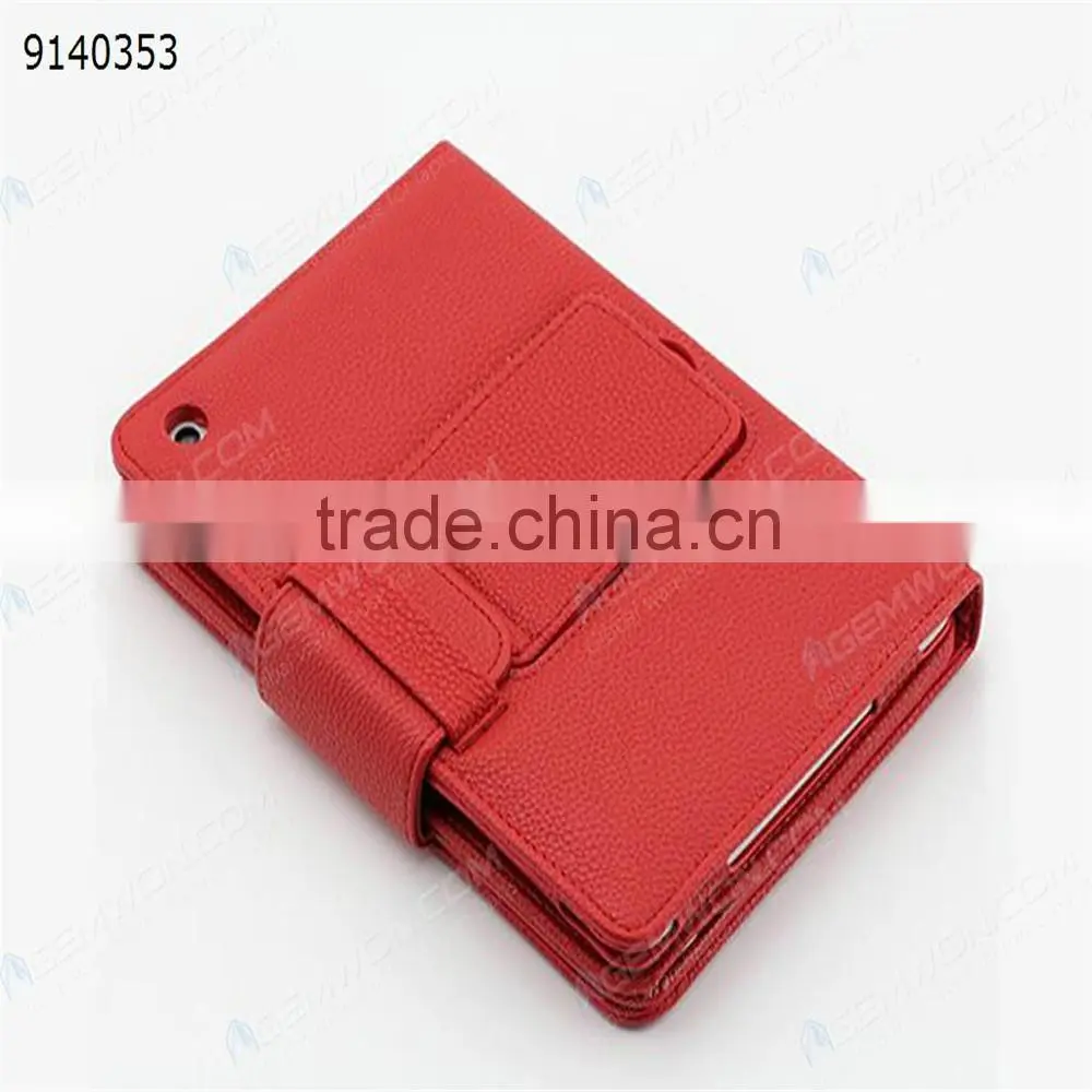 bluetooth keyboard for iPad Mini,red Removable plastic keyboard with synthetic leather case