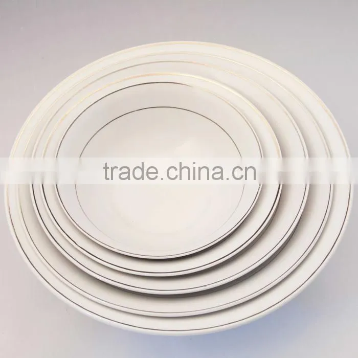 silver porcelain bowls set, silver rim soup bowls, ceramic salad bowl GGK