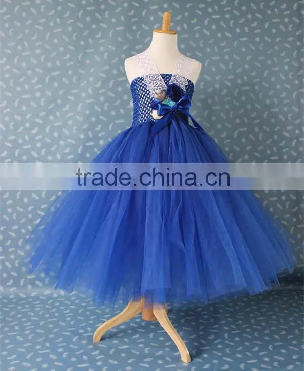 Kids new elsa dress movie formal dress and snowflake fabric for elsa