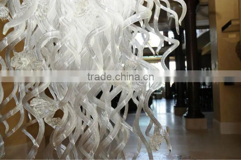 Blown Glass White Ball Chandelier