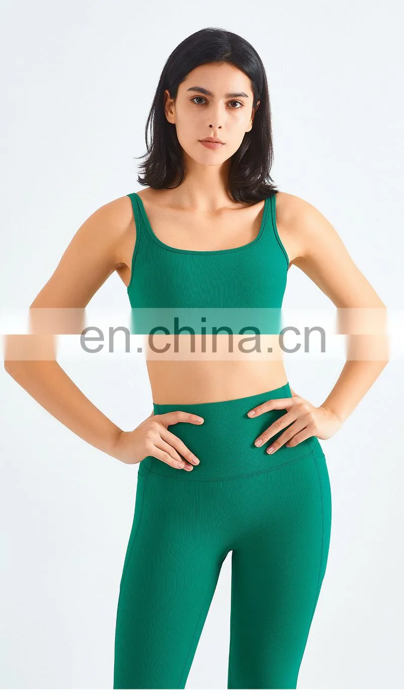 Custom Rib Adjustable Buckle Sports Bras Backless Gym High Impact Yoga Top