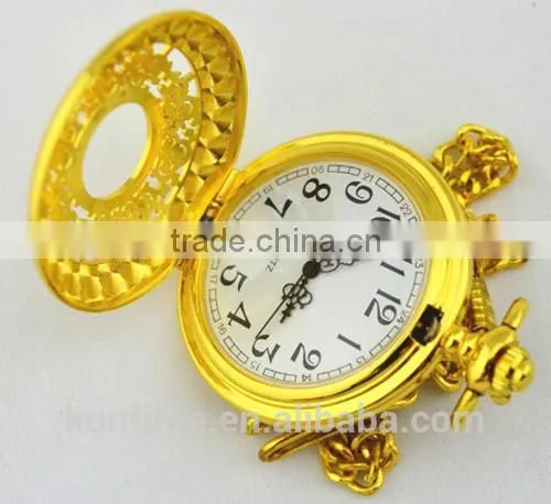 Gold pocket watch china retailer wholesale in bulk all gold hollow pattern digital quartz pocket watch
