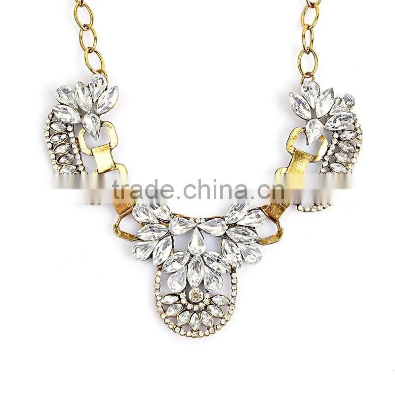 Hot Sale Female Gold Jewelry Necklaces With Shining Rhinestone