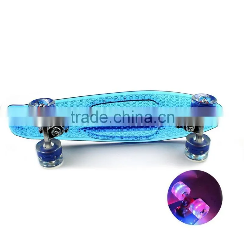 rocking cool Flashing LED light wheels complete skateboard for adults mini PC Plastic EC-FC02
