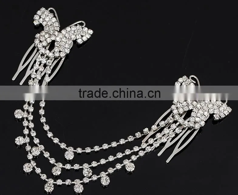 Wholesale newest boutique fashionable custom vintage diamond tasseles hair accessories