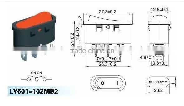 Mini ON-OFFpanasonic electrical switch with lamp