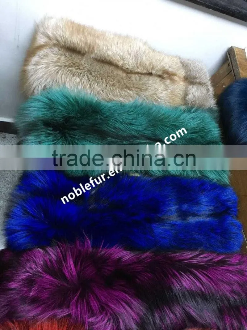 Factory China Plush winter Bright Real Fox fur blanket Fashion Dyed Raw skin color fox