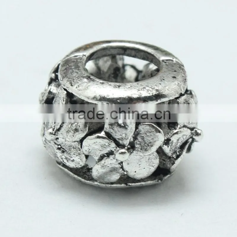 Pdora Jewelry Accessories Hanging Metal Beads, Handmade Zinc Alloy Beads with Large Hole