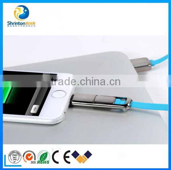 Mfi Certificate Remax High Quality 1M 2 In 1 usb cable compatible for Micro/iPhone