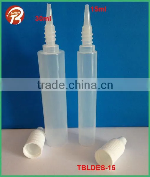15ml and 30ml LDPE PEN SHAPE E JUICE DROPPER BOTTLE WITH CHILDPROOF CAP TBLDES-15