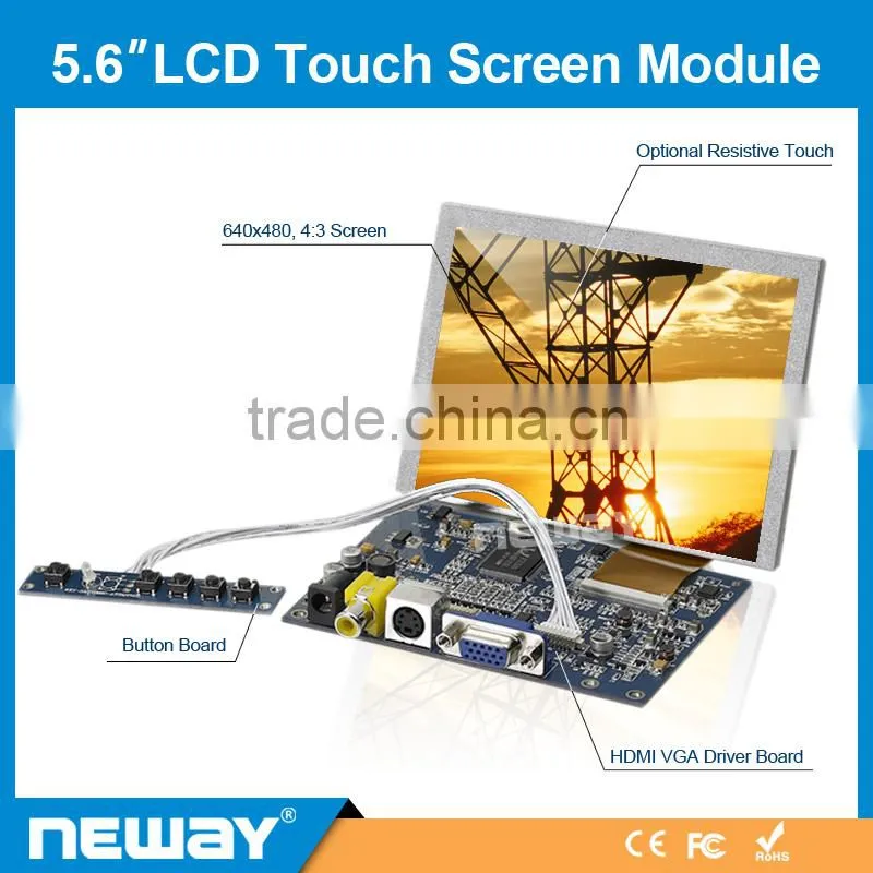 Low power Consumption 5.6 inch 4:3 ratio SKD touch monitor