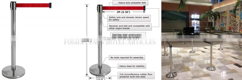 Stainless Steel Retractable Belt Crowd Control Bank Barrier