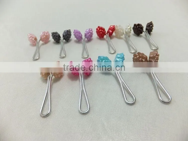2016 New Hot Design Muslim Colorful Flower Hijab Safty Pin Metal Scarf Clip Wholesale PDJ0122
