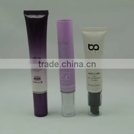 2015 new design cosmetic tube with metallic airless pump for CC cream