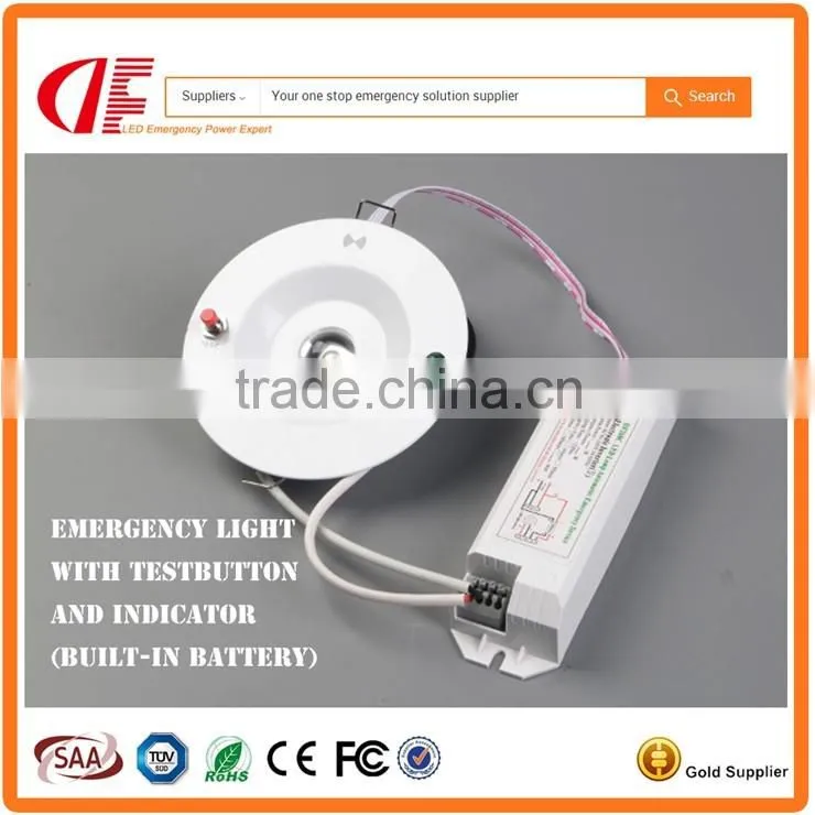 Ceiling mounted led emergency lights small power with led light emergency driver with test button and Green LED indicator SAA