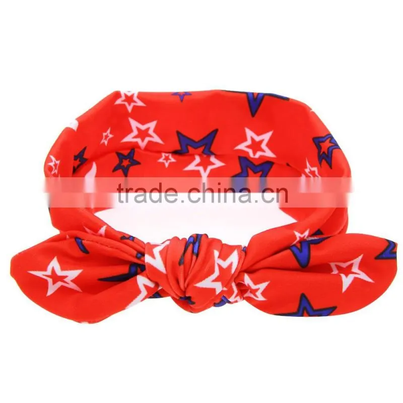 Hot-sales kids turban knotted Headband for 4th of July fashion baby cotton Hair Bands wh-1742