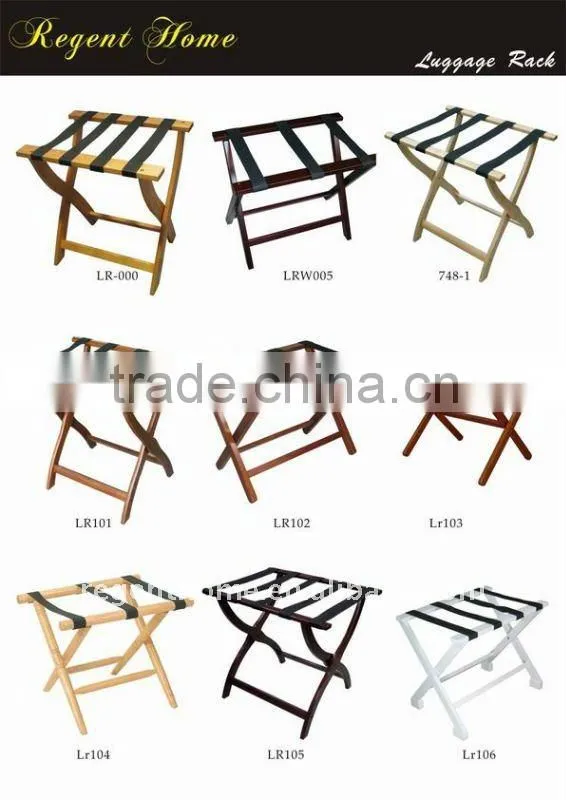 Foldable Wooden Hotel Luggage Rack with Back