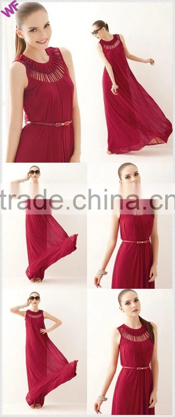2015 New Design sleeveless Chiffon Maxi Dresses