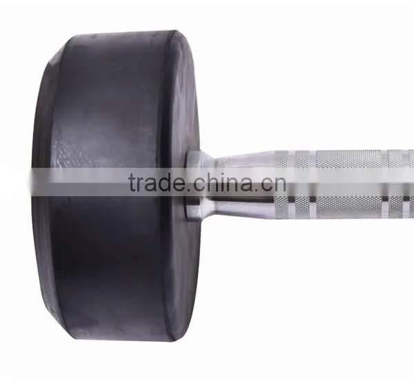 2016 hot sale Deluxe whole shaping 30kg PU Round head dumbbell with Stainless steel plating knurled handle