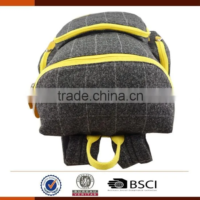Customized Low MOQ Plaid Leisure Backpack For Student