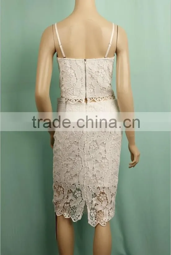 2016 S/S off shoulder women white lace suit