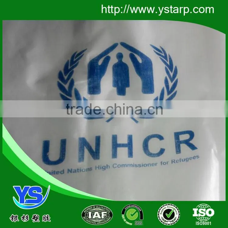 white tarpaulin printing with UNHCR