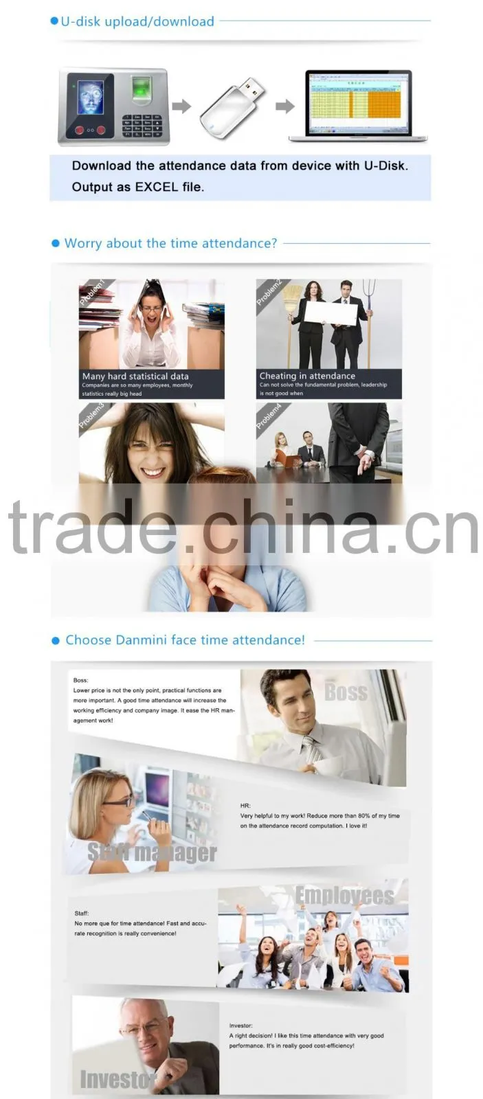 High quality Fingerprint and Face Recognition time attendance A302