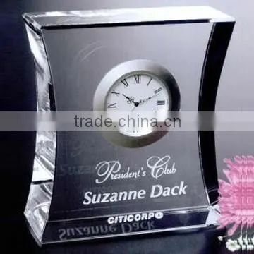 Office rectangle crystal sliver mechanical clock