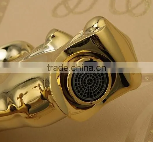 Luxury graceful dragon brass faucet bathroom dual handle gold basin faucet