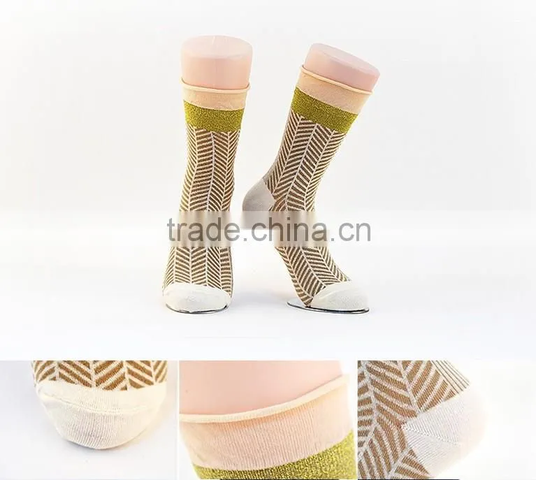 lady 200N fashion socks with lurex strip under the cuff sock