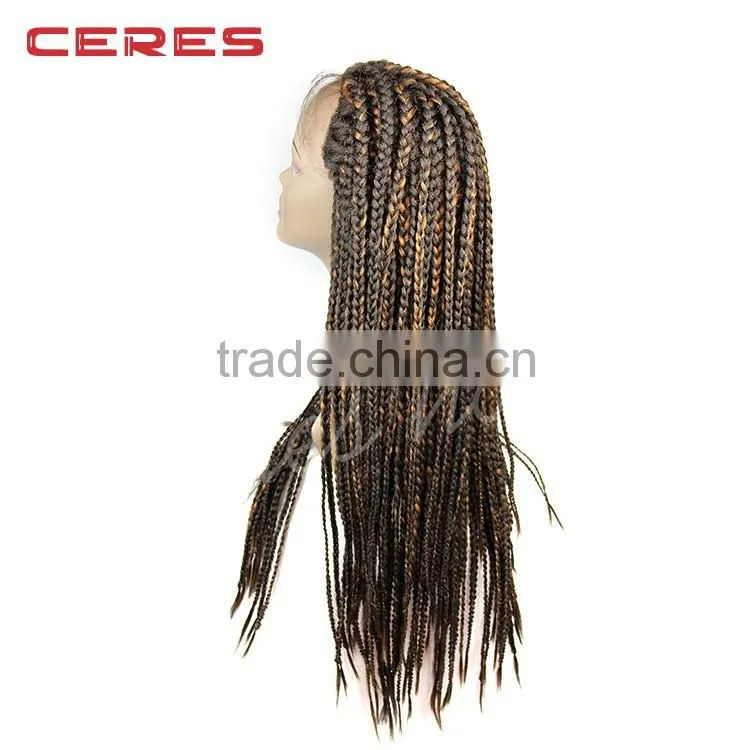 wholesale natural black color synthetic hair crochet braided lace wig for black women