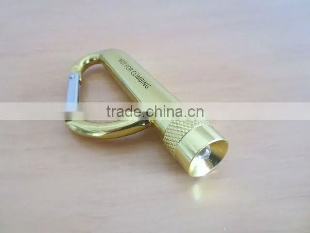 Aluminium mini carabiner LED Flashlight/Torch keychain LED light with rotating switch