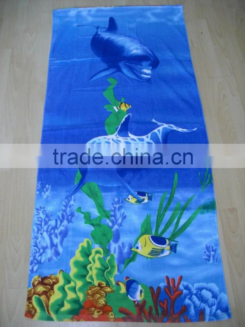 Lovely seaworld terry velour dolphin beach towel reactive printed dolphin beach towel