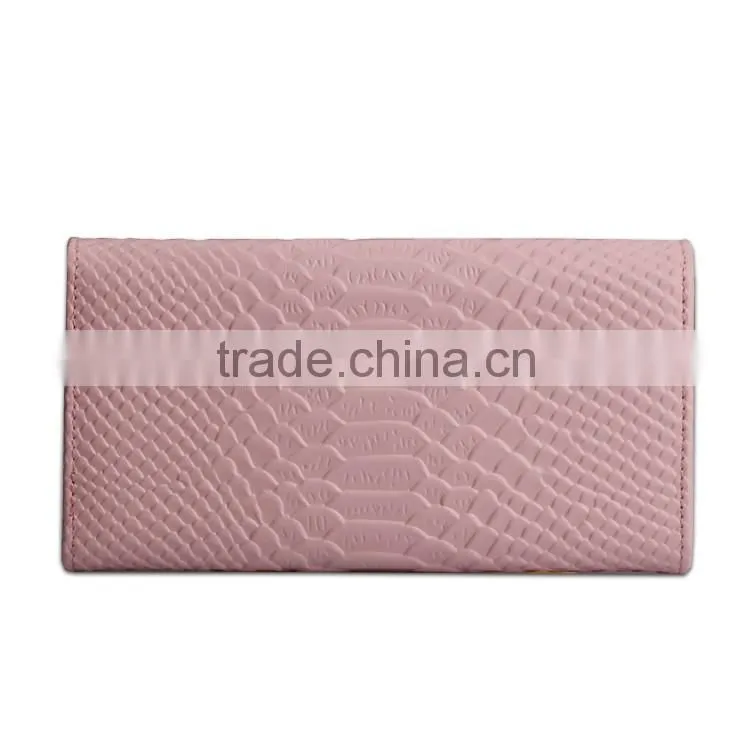 Embossed snake pattern in second grain tough leather wallet with lock