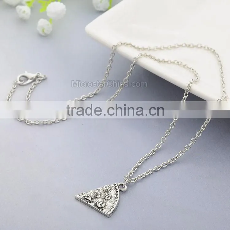6pcs Gold Silver Friendship Pizza Slice Necklaces Pizza Necklace