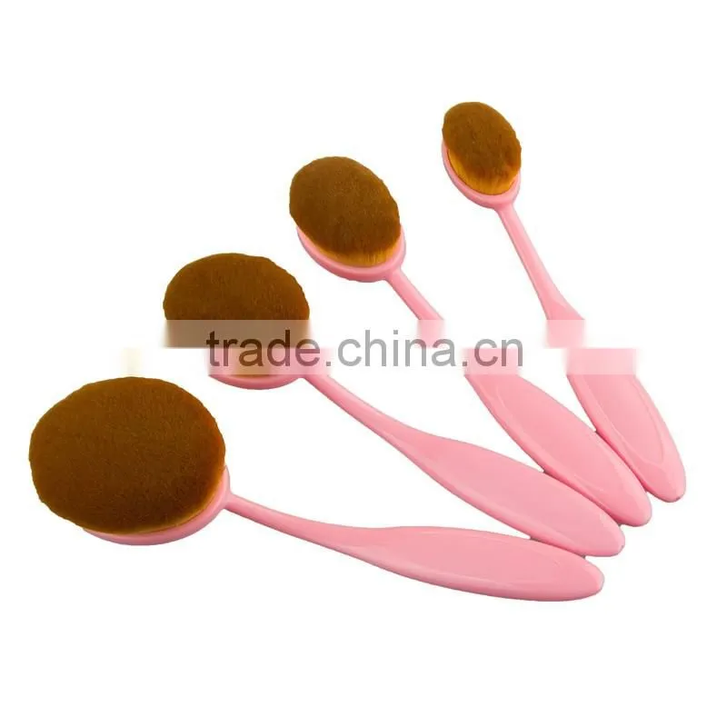 10pcs Beauty Pink color Foundation Power oval makeup brush set