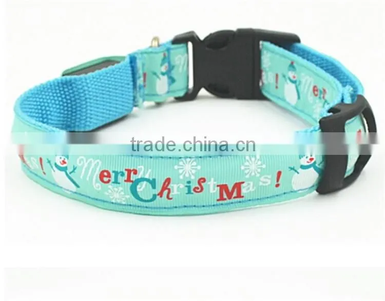 Night Light Nylon Adjustable Pet Dog Collar Lovely Christmas Flashing LED Safety Puppy Supplies