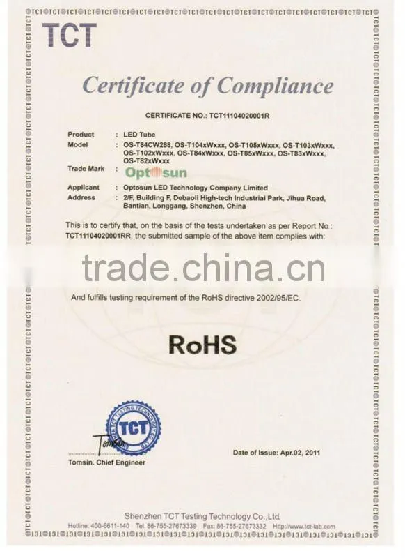 5 years warranty CE ROHS rotatable led vedio tube light