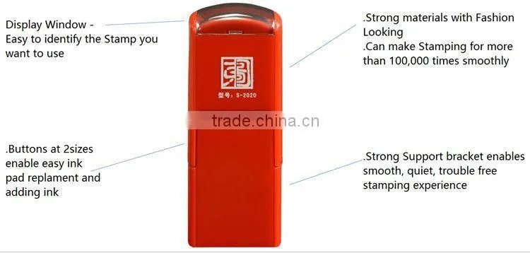 2015 Famous Top Quality Pocket Rubber Stamp Handles Plastic Self-Inking Stamp